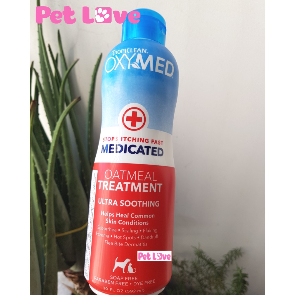 Dầu xả chống ngứa, vảy gàu, đốm đỏ, viêm da chó mèo (Tropiclean Oxymed, Mỹ)