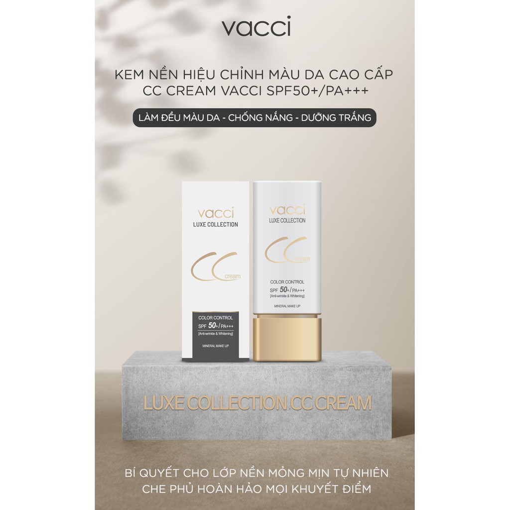 CC VACCI - KEM PHẤN NỀN THẾ HỆ MỚI DƯỠNG TRẮNG DA ĐA CHỨC NĂNG - CC CREAM SPF50+/PA+++ | BigBuy360 - bigbuy360.vn