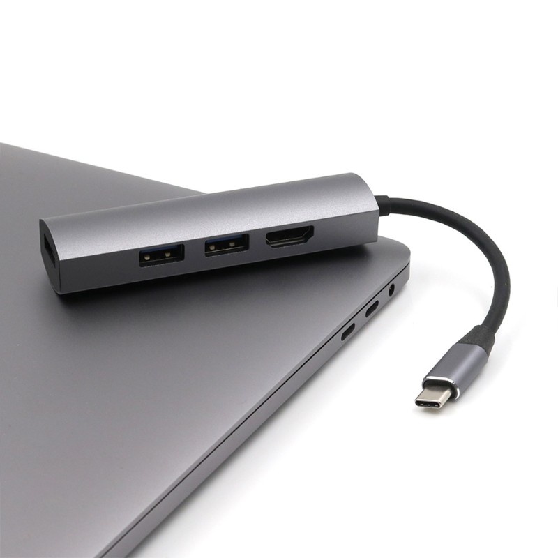 Utake 4 in 1 Multi-Port USB3.0 Type-C USB-C HUB to 4K Video HDMI Adapter Expansion Dock for Macbook