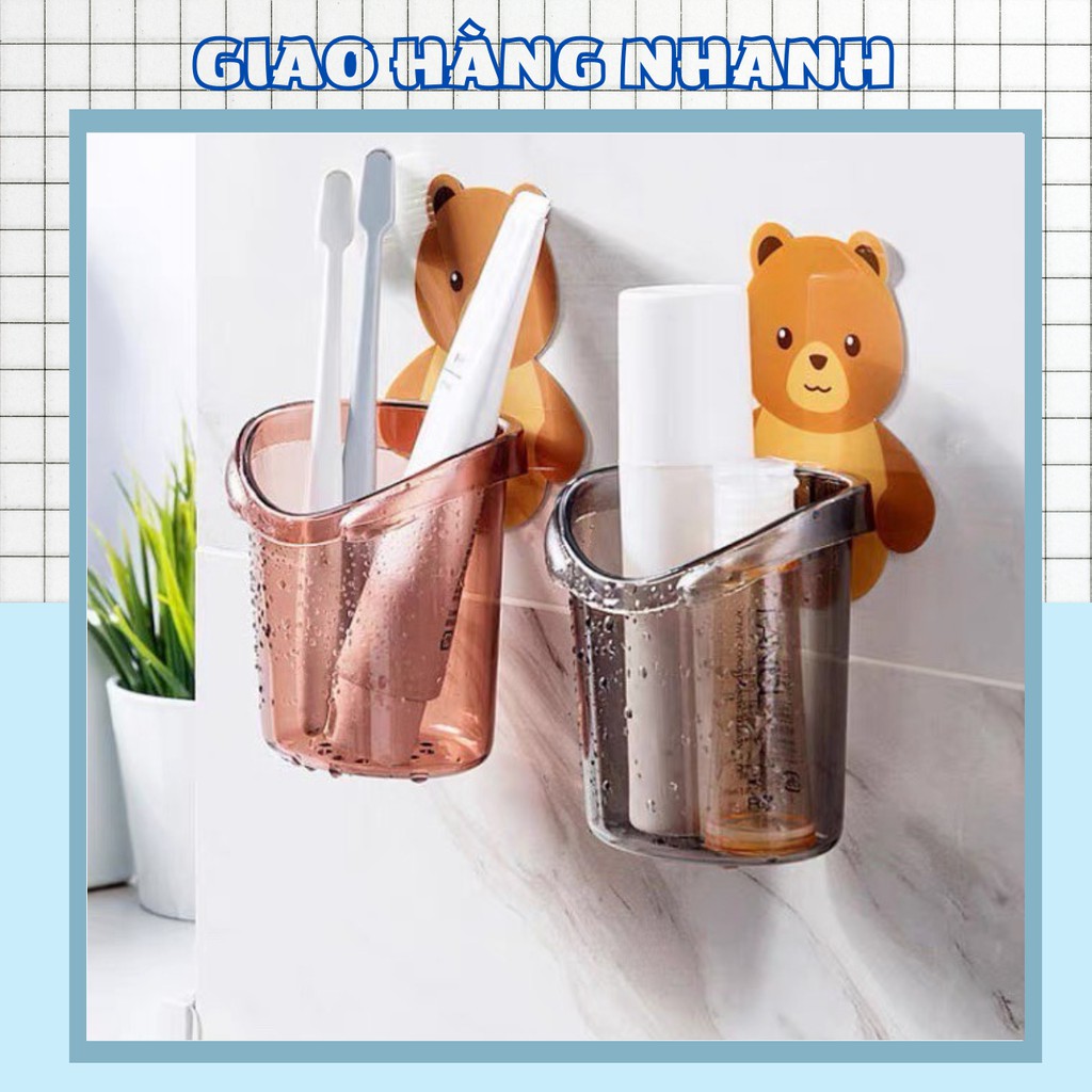 [❌Siêu Sale❌] Cốc Đựng Bàn Chải, Kem Đánh Răng Hình Gấu Gắn Tường Cao Cấp 88183 Shop Giao Hàng Nhanh 88