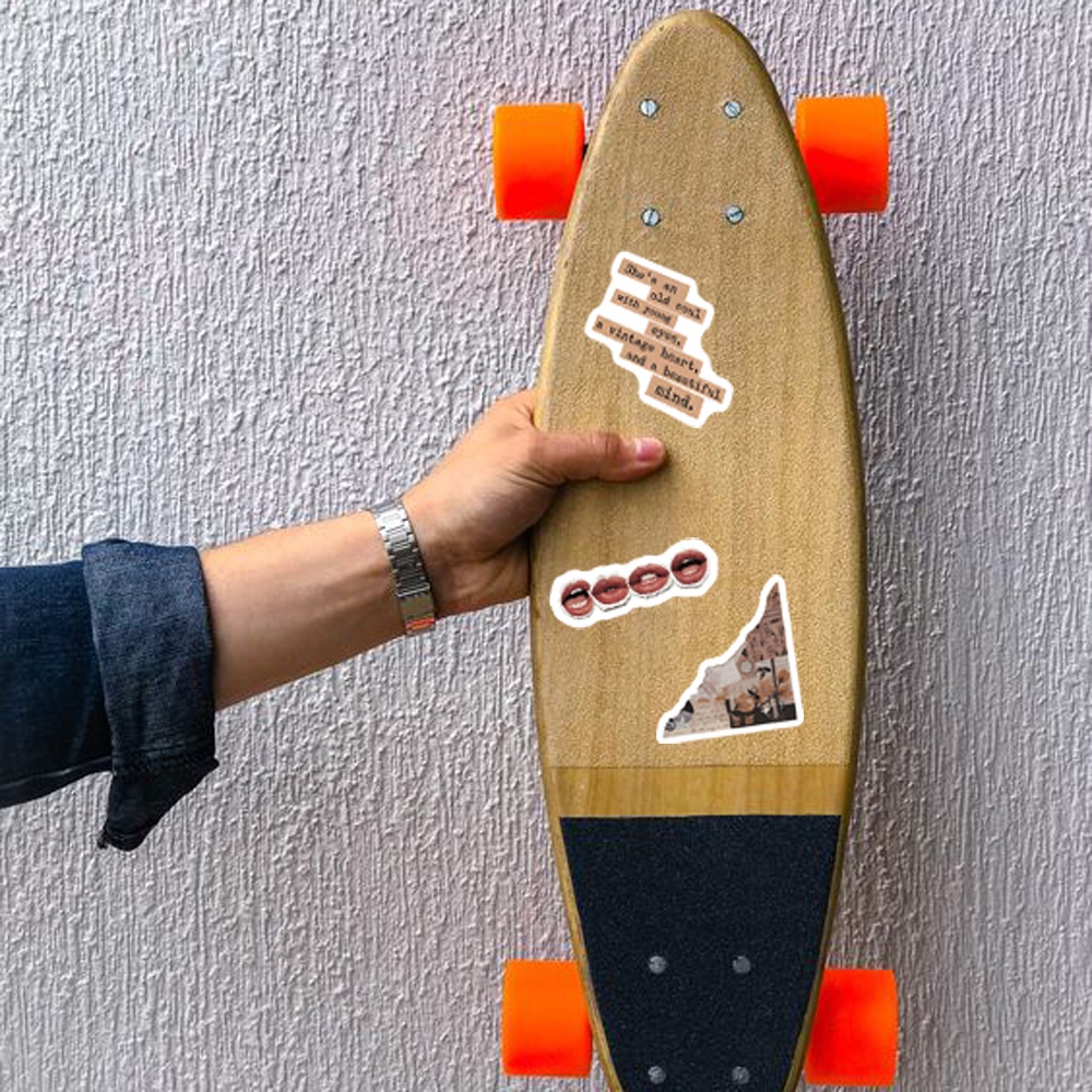 Set 50 chiếc sticker chống nước BULLET JOURNAL retro dán nón bảo hiểm, vali, laptop, ốp lưng, bình nước