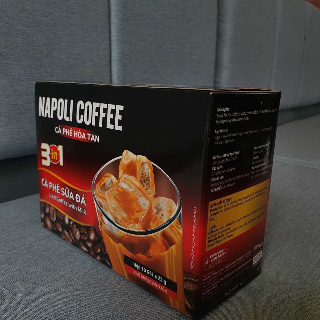 Cà phê sữa đá hòa tan 3in1 Napoli Coffee 10 gói x 22g