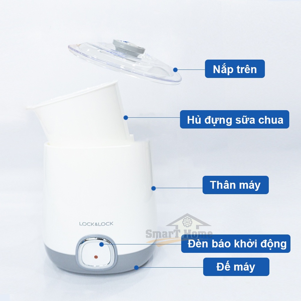 Máy Làm Sữa Chua Lock Lock EJY110SLV , Máy Ủ Sữa Chua Mini Dung Tích 1L Nắp Đậy Trong Suốt - Bảo Hành 12 Tháng