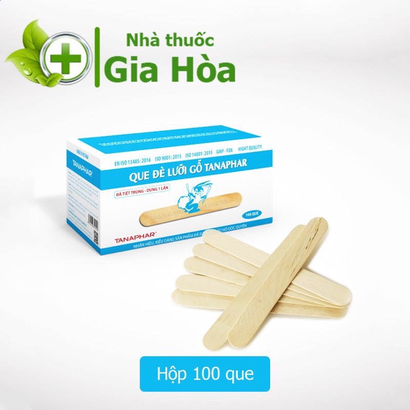 Que đè lưỡi gỗ tiệt trùng Tanaphar (Hộp 100 cái) - Que đã tiệt trùng và đóng gói từng cái riêng biệt