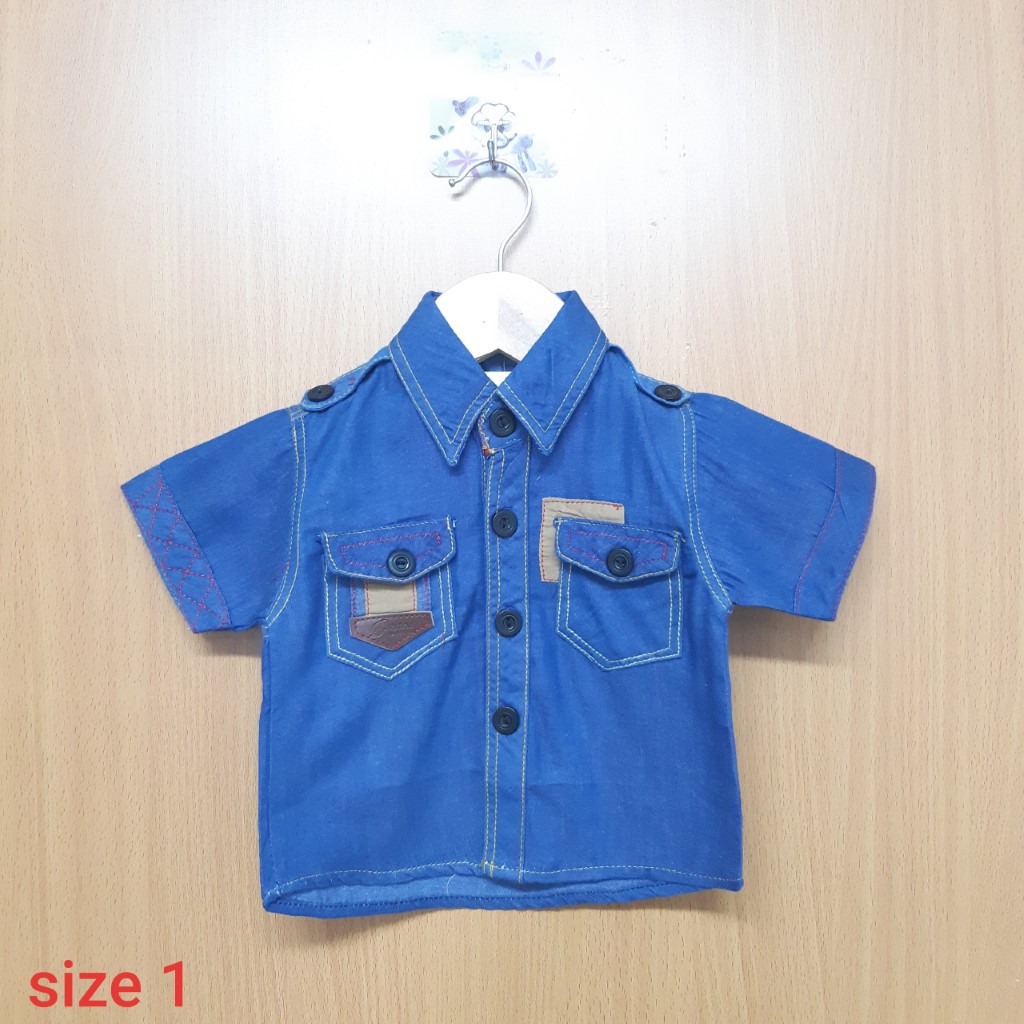 DG59-ABT-06 - Áo ngắn tay bé trai , chất giả jean , thoáng mát , kiểu sơ mi, màu xanh , size bé 10kg.