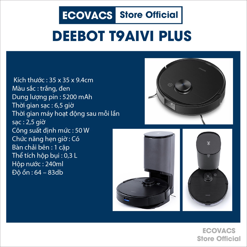 Robot hút bụi lau nhà Ecovacs Deebot T9 AIVI PLUS chính hãng