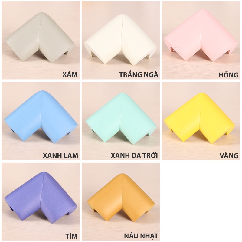 Set 4 miếng Bịt Góc Bàn Mút Xốp hình chữ L Cao Cấp, chống va đập, bảo vệ an toàn cho trẻ