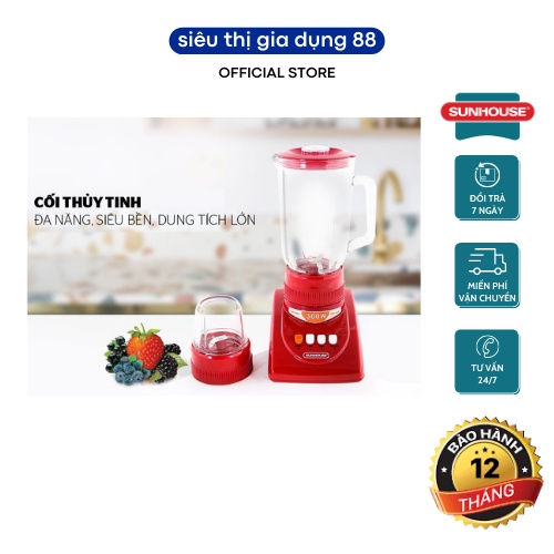Máy xay sinh tố Sunhouse Shd5115 hàng CHÍNH HÃNG 2 cối,màu đỏ,xay thịt, BẢO HÀNH 12 tháng