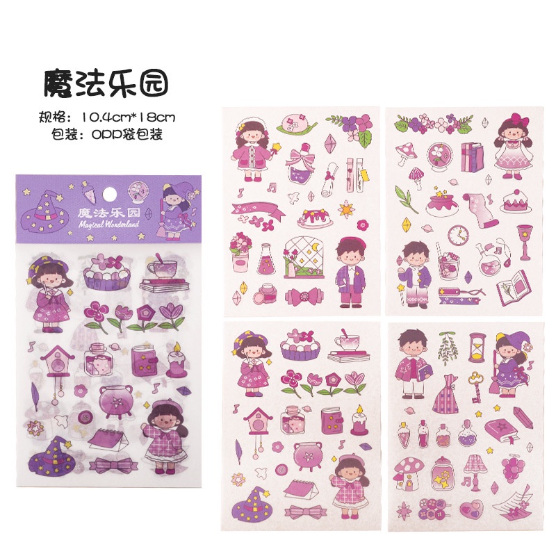 Set sticker 4 tấm dán mũ bảo hiểm trang trí sổ tay