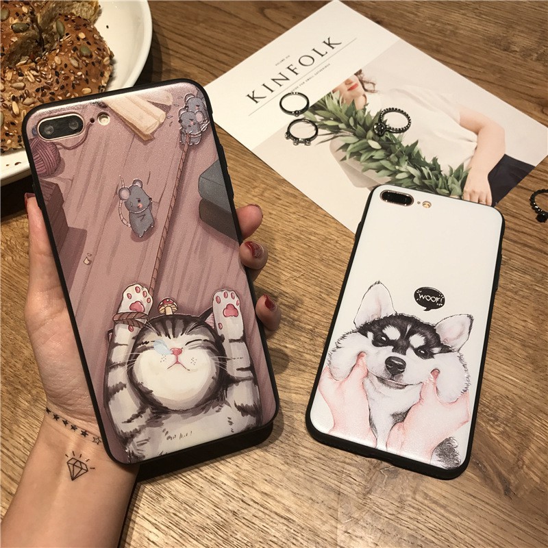 [ IPHONE ] Ốp Lưng Silicon Chó Mèo - D050