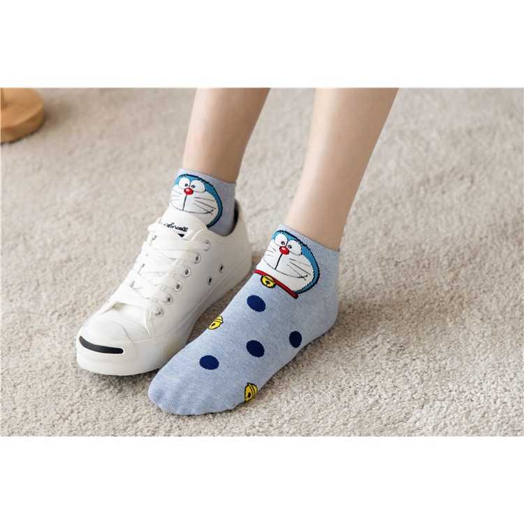 Set 5 tất KOKOROCARE YQ-03 vải cotton ống ngắn họa tiết Doraemon 1 kích thước dành cho thanh thiếu niên trên 8 tuổi