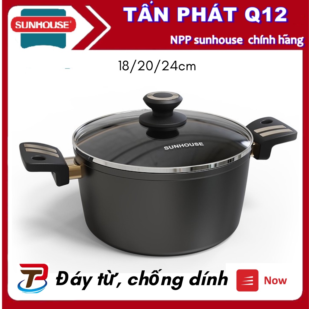 NỒI CHỐNG DÍNH SUNHOUSE ULTRA TITANIUM 18-20-24CM (BẢO HÀNH 3 NĂM)
