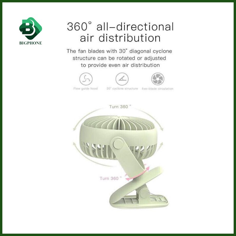 [Mã ELFLASH5 giảm 20K đơn 50K] Quạt tích điện có đèn Kẹp Bàn Xoay 360 Độ mini hand FAN BASEUS ZW2816 | BigBuy360 - bigbuy360.vn