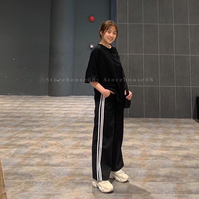 [VIDEO THẬT] Quần 3 sọc dài ống rộng đi chơi, mặc nhà - Quần baggy nữ SABI SHOP | BigBuy360 - bigbuy360.vn