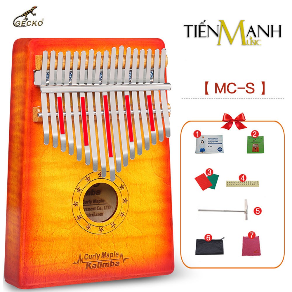 [Rẻ vô địch] Đàn Kalimba Gecko MC-S 17 Phím Gỗ Phong vân hổ (Cam kết 100% Chính hãng nhập khẩu bởi Tiến Mạnh Music)