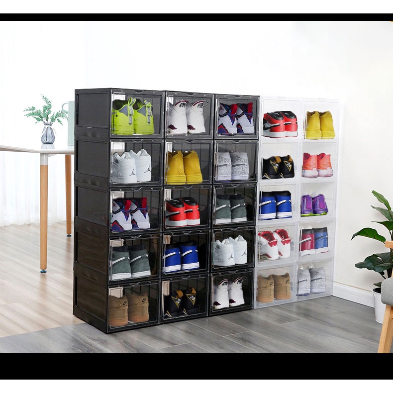 Hộp Đựng Giày Nhựa Cứng Trong Suốt Nắp Hút Nam Châm Size Lớn, Hộp Giày Xịn Trong Suốt Cao Cấp Sneaker Box