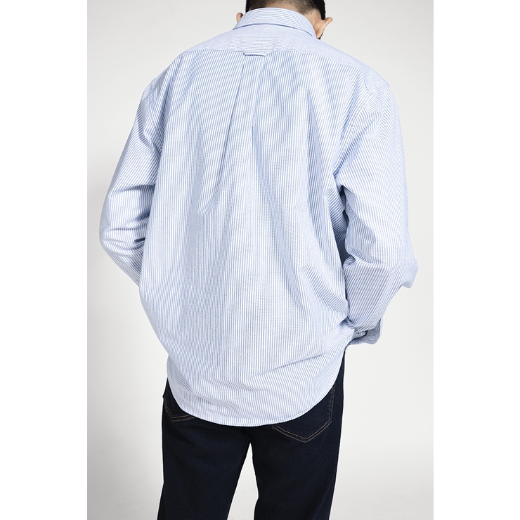 OWL BRAND ® LOGO OXFORD SHIRT - Áo sơ mi hình thêu đơn giản / Sọc xanh