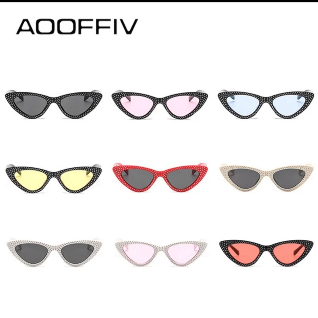 kính thời trang nữ mặt mèo đính đá