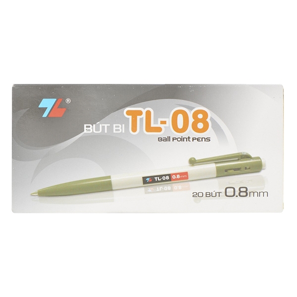 Hộp 20 Bút Bi 0.8 mm Thiên Long TL-08 - Mực Đen