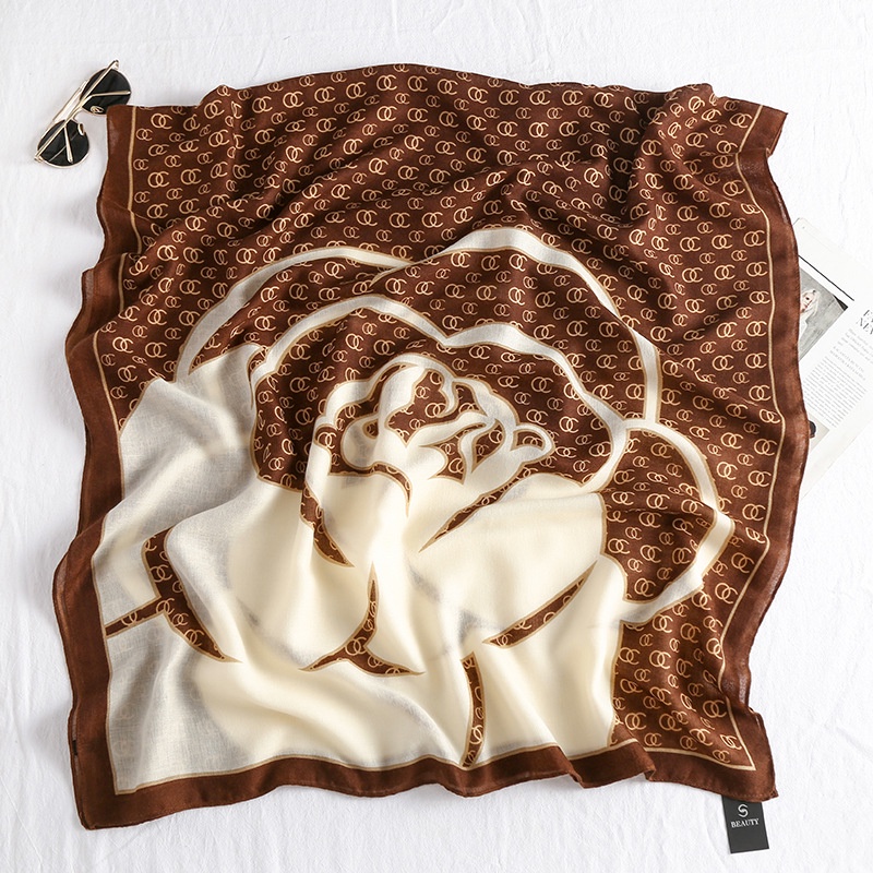 Khăn Choàng Lụa Cotton Lanh Chống Nắng In Họa Tiết Thời Trang Hàn Quốc 24H Cho Nữ