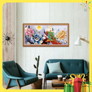Tranh tết treo tường Chim Công Hoa mẫu đơn Như ý cát tường ép gỗ TT1492