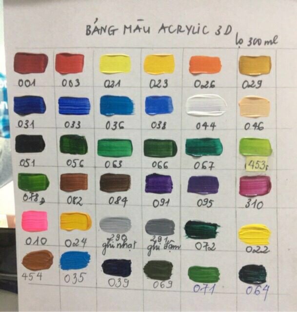 Màu Acrylic 3D, Màu Vẽ Vải Vẽ Tường (100ml)