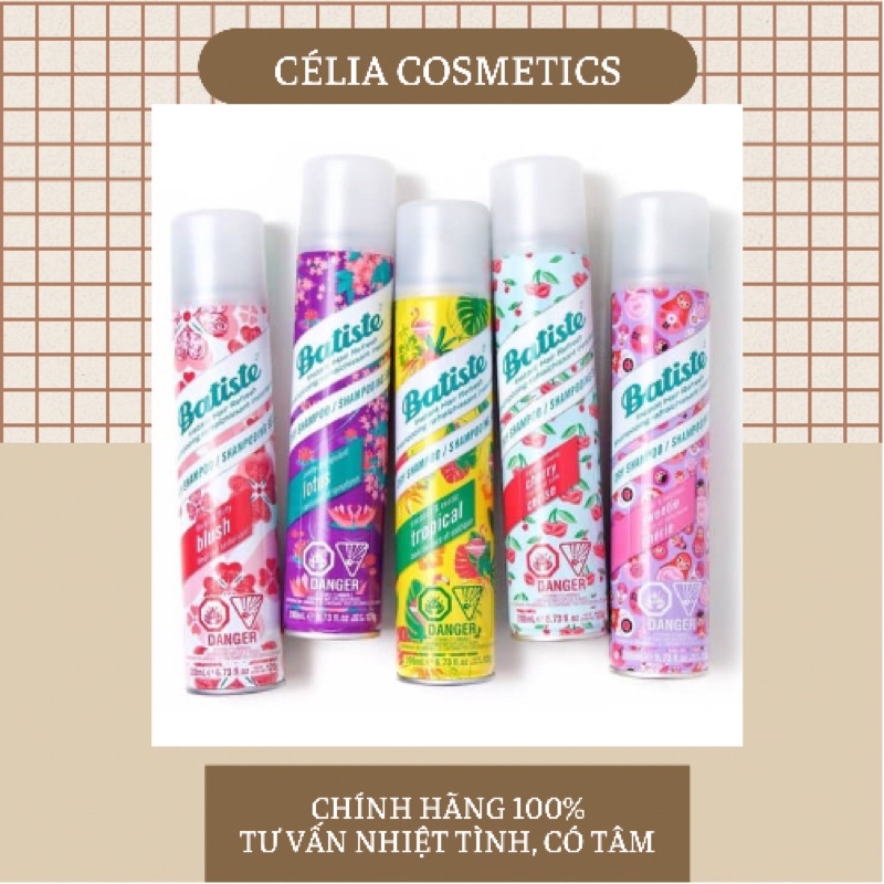 DẦU GỘI KHÔ BATISTE CHÍNH HÃNG ANH 200ml ĐÁNH BAY DẦU