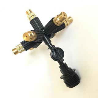 Vòi phun sương 7 cửa đầu đồng chất lượng cao, có chân ren và van chống nhỏ giọt dùng cho phun sương tưới lan, cây cảnh