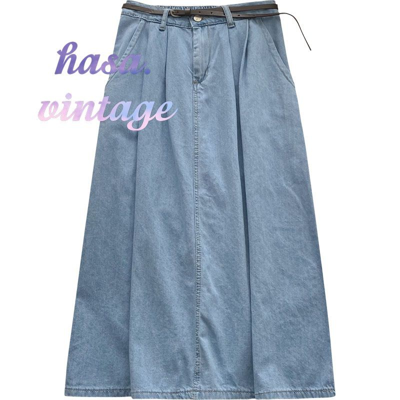 🌿 Chân váy jean cạp nút phía sau lưng chun dáng dài xòe kèm đai lưng🔥