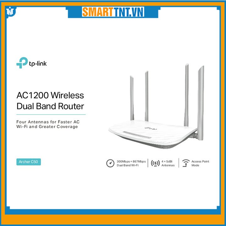 Bộ phát wifi băng tần kép TP-Link Archer C50 Wireless AC1200Mbps mới