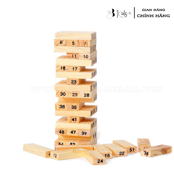 BB Kids Trò chơi rút gỗ size lớn 54 thanh cho bé , Đồ chơi rút gỗ loại to giúp phát triển kỹ năng cho bé