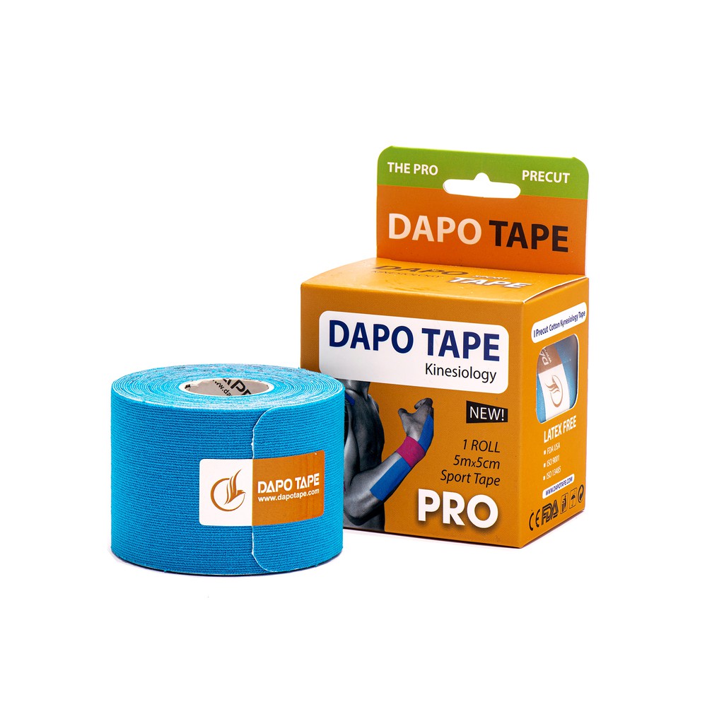 Băng Dán Cơ Thể Thao Dapo Tape Sợi Cotton Cắt Sẵn Màu Xanh phòng tránh, hỗ trợ phục hồi chấn thương