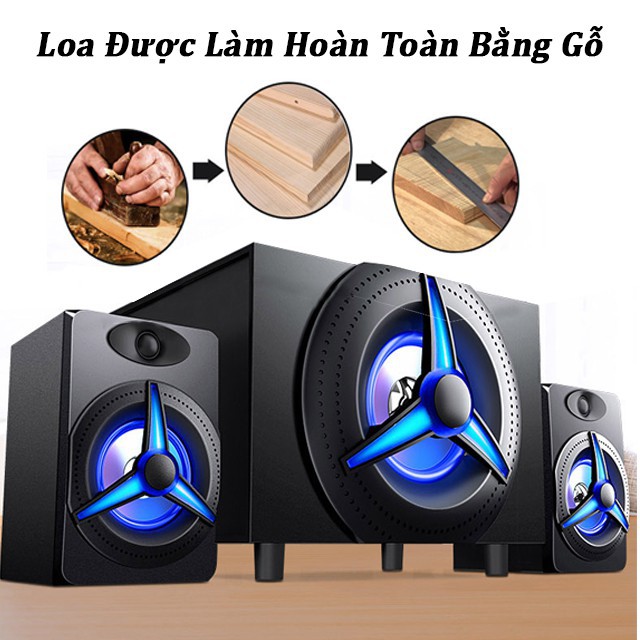 Bộ Loa Máy Vi Tính SADA K9 Bằng Gỗ Chất Lương Cao, Hỗ Trợ Bluetooth 5.0, Công Suất Lớn