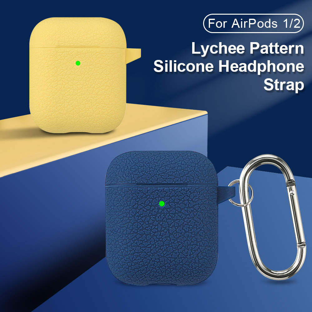 Vỏ Bảo Vệ Hộp Sạc tai nghe không dây Airpods 1 / 2 / Pro / I12 / 1 2 / 3 Bằng Silicon Họa Tiết Vỏ Quả Vải Kèm Móc Khóa