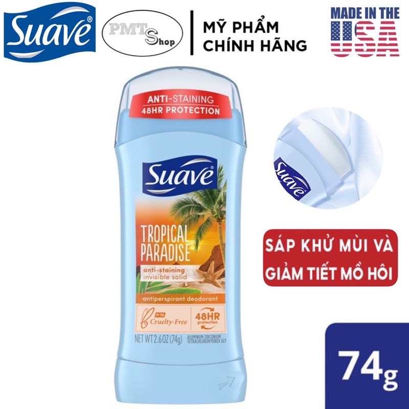 [Nội địa Mỹ] Lăn sáp khử mùi nữ Suave 74g Powder Sweet pea & violet Everlasting Sunshine Tropical Paradise Fresh USA | BigBuy360 - bigbuy360.vn