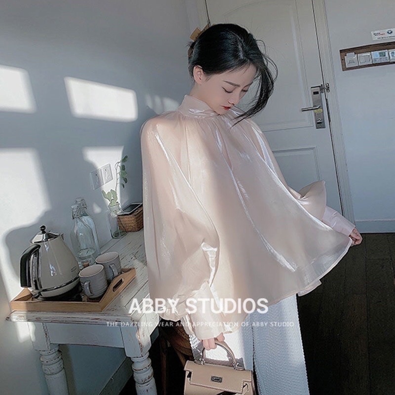 Áo tay voan bồng nơ trước