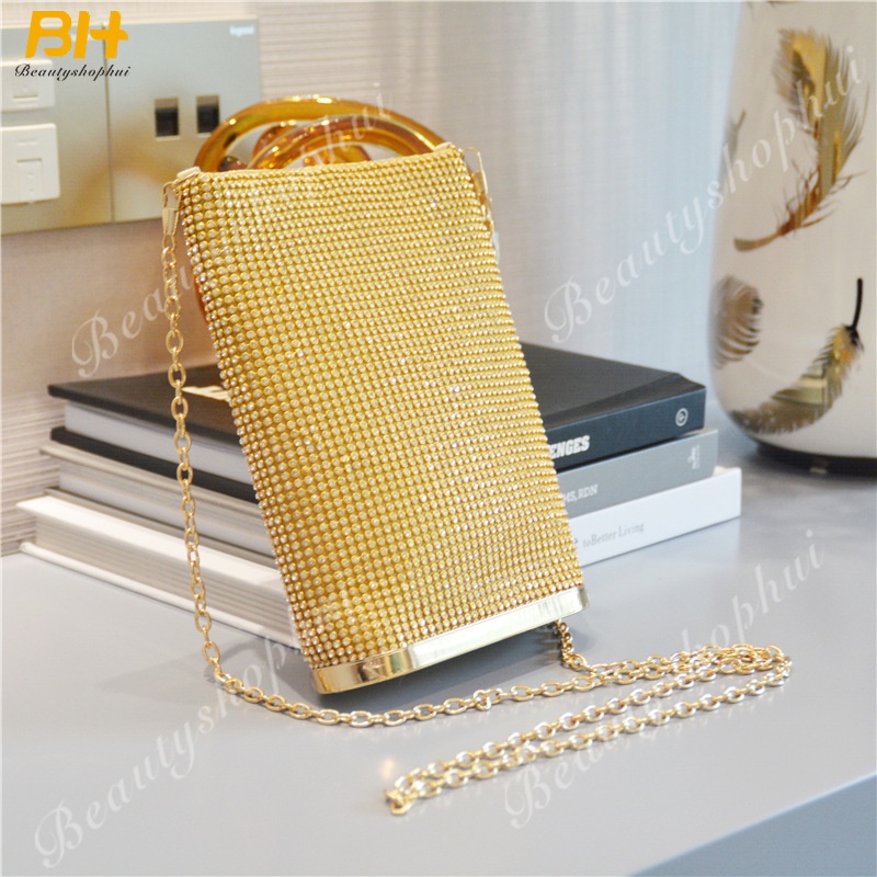 Túi Lưới Đeo Chéo Đính Đá Thời Trang Dành Cho Nữ