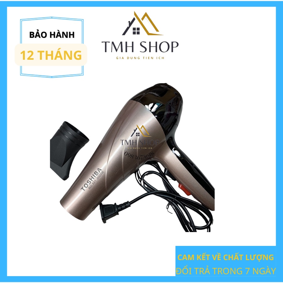 Máy sấy tóc công suất lớn 2 chiều toshiba mini cute 3 chế độ nhiệt 551 3000W