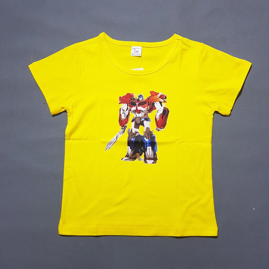 Áo thun cotton bé trai in hoạt hình robot transfomer  biến hình