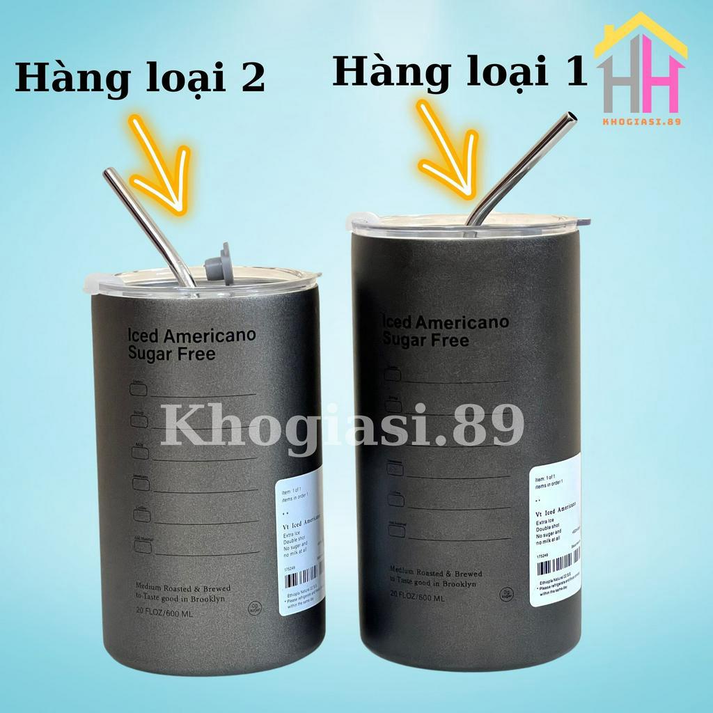 Cốc Giữ Nhiệt Iced Americano thể tích 600ml, Làm Bằng inox 304, Tặng kèm túi đựng và ống hút. Bảo hành 12 tháng