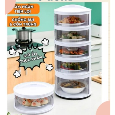 Lồng Bàn 5 Tầng Giữ Nhiệt Đa Năng,Đậy Thức Ăn Sạch Sẽ Chống Ruồi Muỗi , Bụi Bặm Cực Kỳ Tiện Lợi