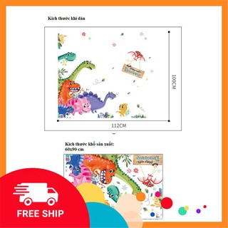 ⚡️𝗙𝗥𝗘𝗘𝗦𝗛𝗜𝗣⚡️ Decal dán tường Khủng long sắc màu