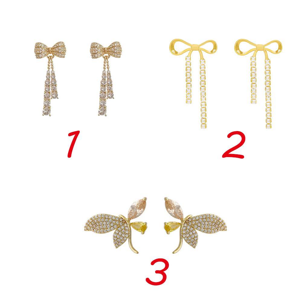 Bông Tai Dáng Dài Đính Nơ Họa Tiết Hình Học Đơn Giản Dễ Thương Cho Nữ|Trang Sức Thời Trang