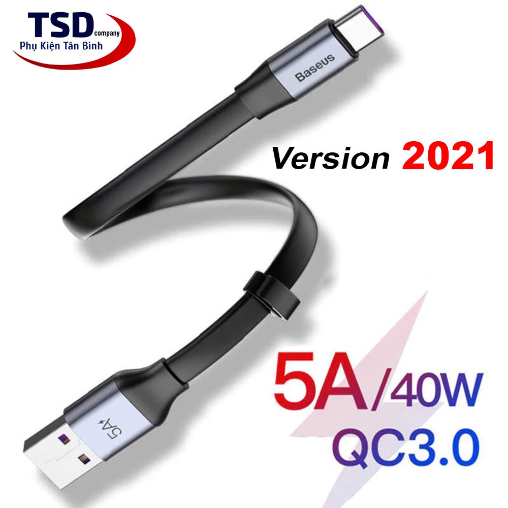 [Mã ELFLASH5 giảm 20K đơn 50K] Cáp Sạc Nhanh Baseus USB Type C Dài 23cm Hỗ Trợ Sạc Nhanh Quick Charge 3.0 Chính Hãng