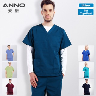 Anno Màu Trơn Y Tế Chà Bộ Vải Phẫu Thuật Tay Ngắn Y Tá Đồng Phục Áo Quần Bệnh Viện Điều Dưỡng Đầm