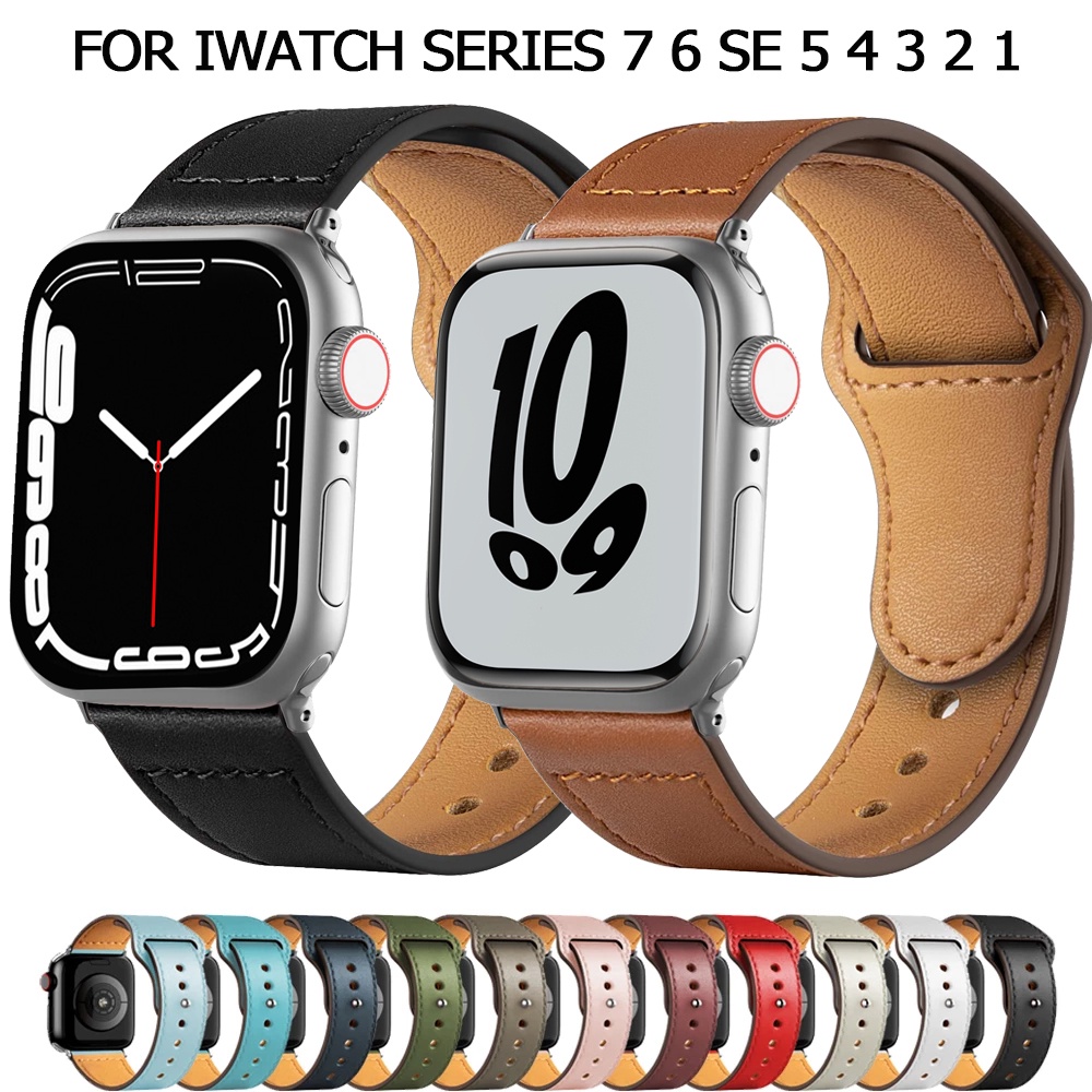 Dây da đồng hồ sang trọng cho applewatch 7 45mm 41mm 38mm 42mm 40mm 44mm series 7 6 SE 5 4 3 2 1