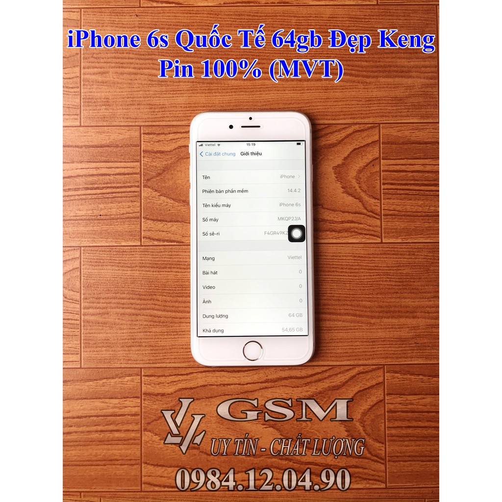 ĐIỆN THOẠI IPHONE 6S QUỐC TẾ 64GB - PIN 100% (MVT)