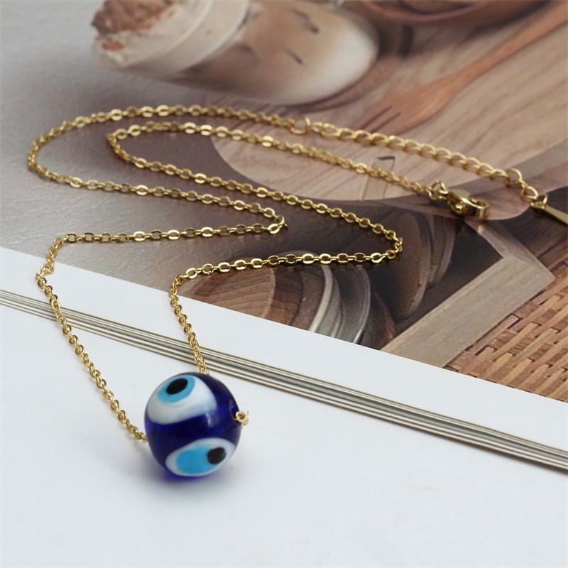 Vòng cổ RINHOO mặt kính hình mắt quỷ/ngôi sao may mắn màu xanh dương cho cặp đôi