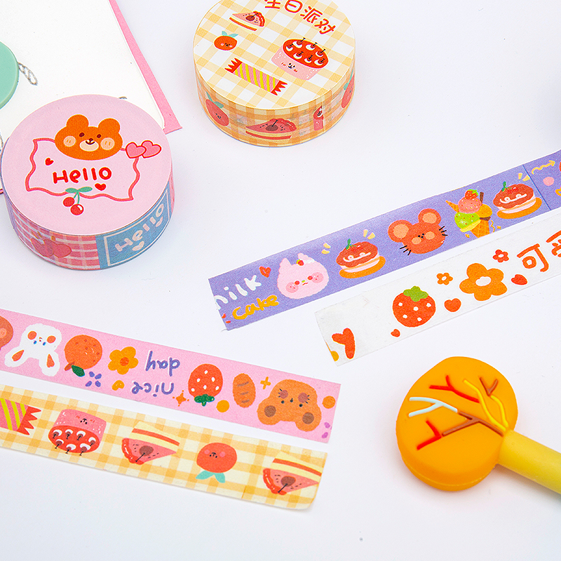 Cuộn băng dán washi dễ thương trang trí sổ nhật ký/sổ lưu niệm diy