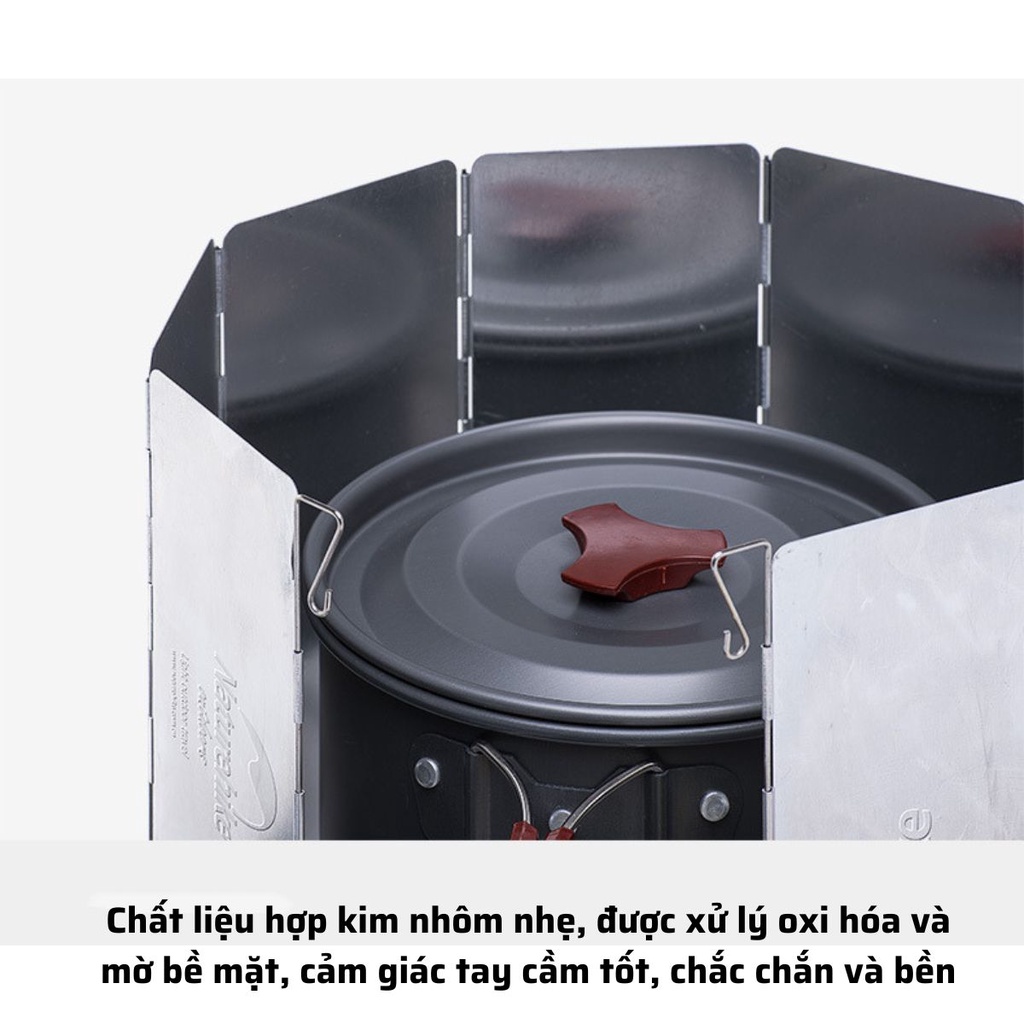 Tấm chắn gió bếp ga dã ngoại Naturehike 10 tấm bằng hợp kim nhôm, chịu nhiệt tốt chống mài mòn nhỏ nhẹ gấp gọn tiện dụng